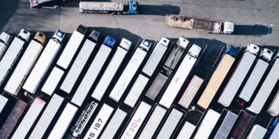 Trucks in parking lot